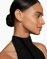 Chatelaine® Pavé Bezel Stud Earrings in 18K Yellow Gold with Champagne Citrine and Diamonds, 8mm